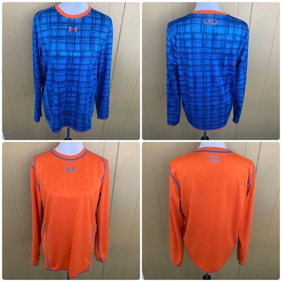 Under Armour women L reversible Longsleeve Crewneck top blue & orange - Picture 1 of 14